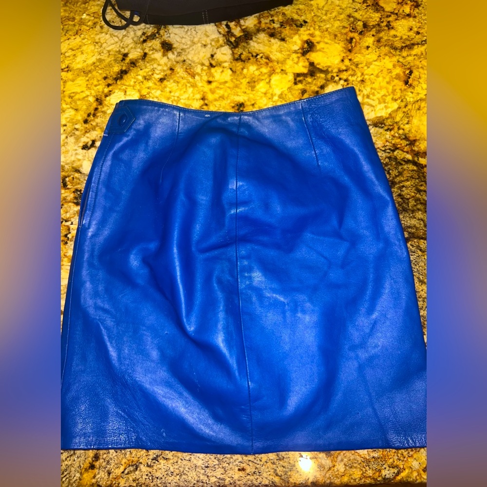 Kezia Blue Leather Skirt